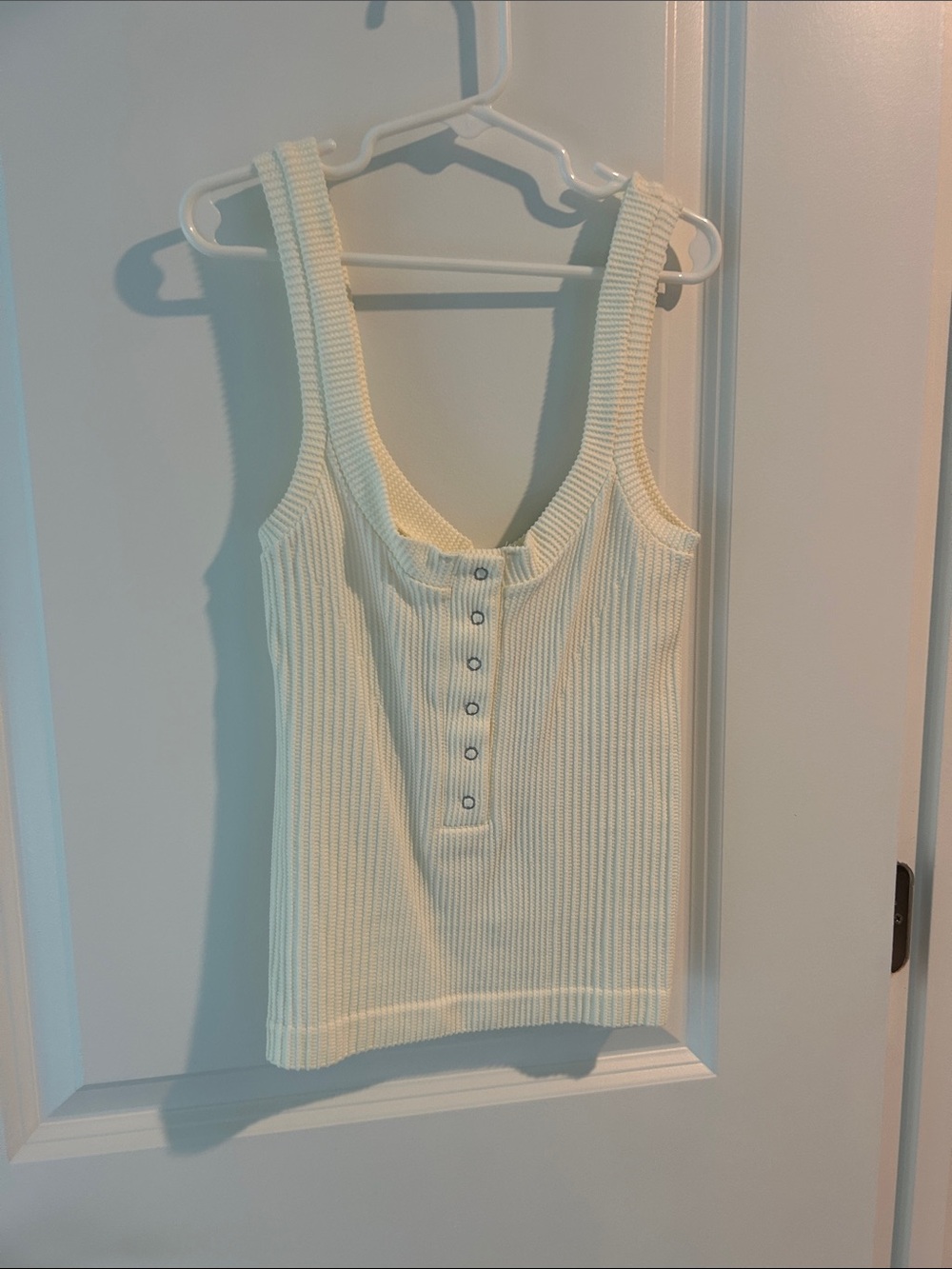 Freepeople Ribbed Henley Tank Top - Cream XS